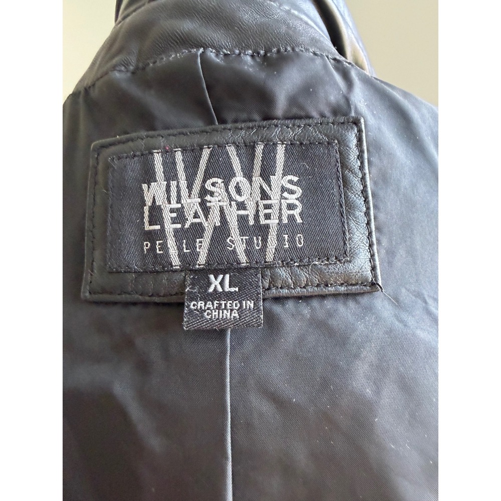 Wilson's Vintage Black Smooth Leather Pelle Studio Zip Up Moto Jacket Sz XL - Picture 6 of 10